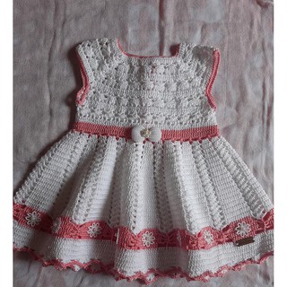 Vestido de crochê infantil hot sale branco