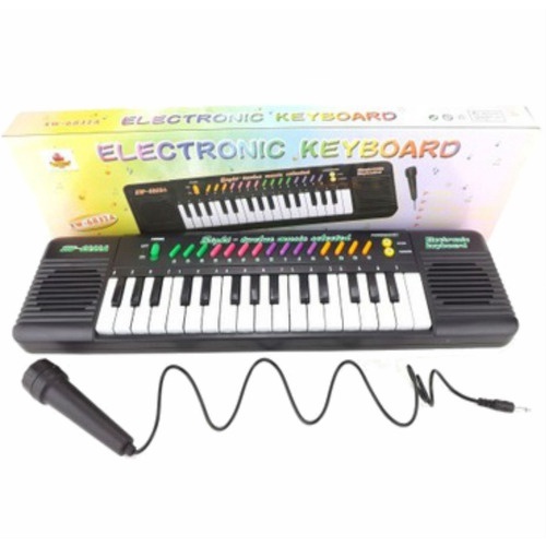 Piano Teclado Musical Infantil Microfone Educativo Karaoke Cor Preto