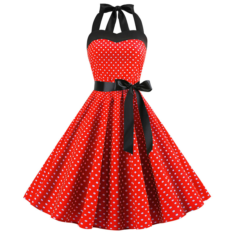 strapless open back dress Plus Size Polka Dots Retro Vintage Short Sleeve Shirt Dress – Pluspreorder main image 1