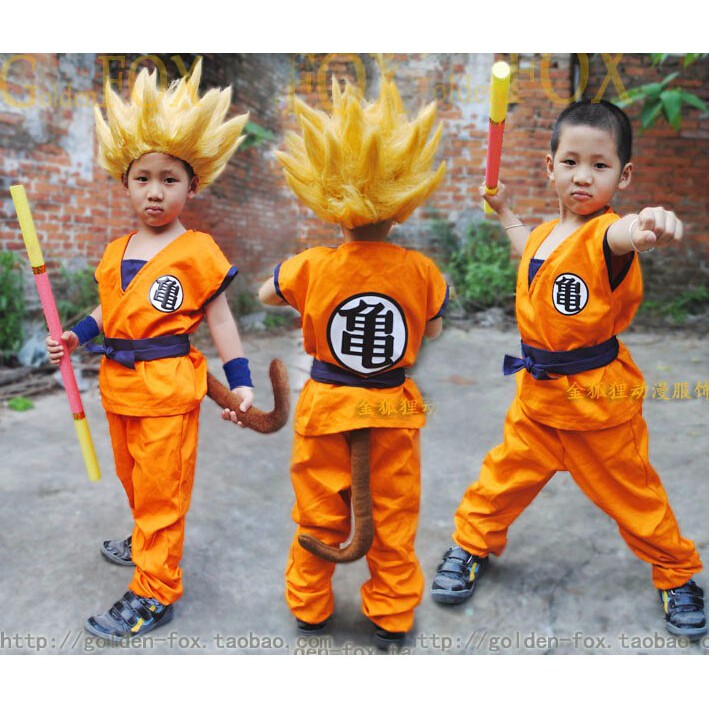 Fantasia Infantil Goku + Cabelo Super Saiyajin Gg 130-140cm