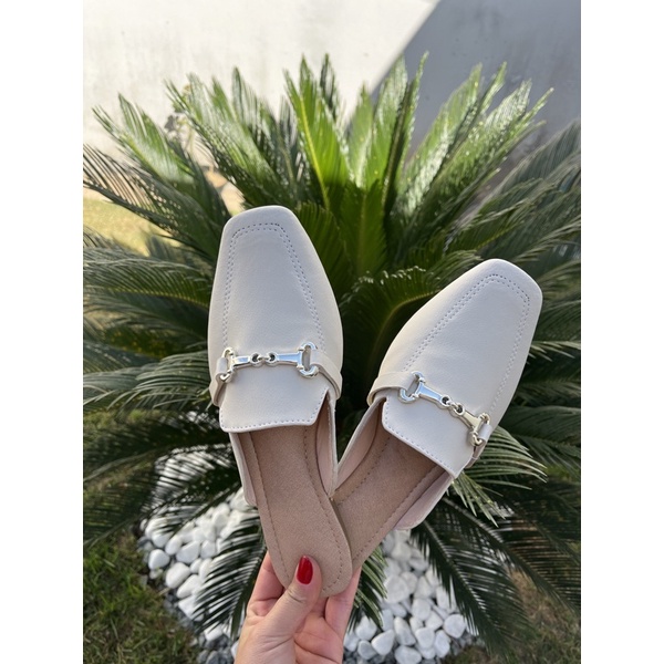 mule feminino bico quadrado rasteira muller corrente | Shopee Brasil