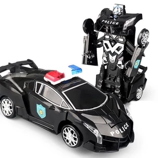 Carro de Policia Transformes Vira Robô Venom 2 em 1 Bate e Volta Luz e Som