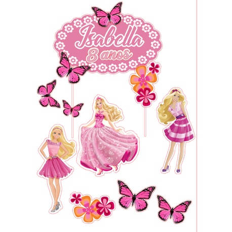 Topo de bolo Tema Barbie Isabelly 7 anos