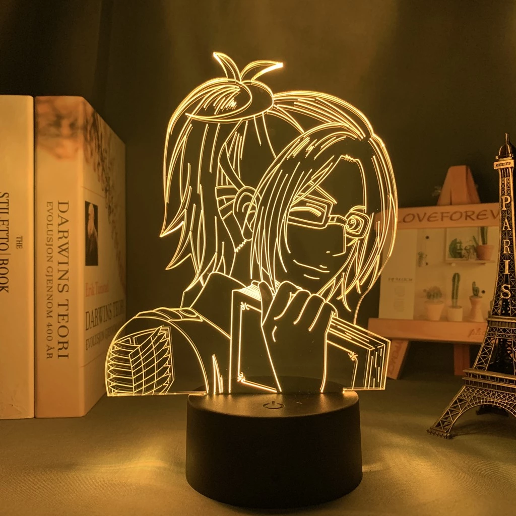 Anime 3d Light Attack On Titan Hange Zoe Lâmpada Led Noturna Jagermeister 16 Cores Sensor De Toque USB