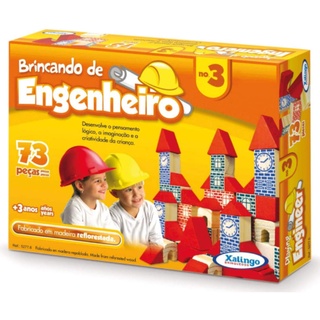 Brincando de Engenheiro Torre 54 Peças Decoradas Jogo Educativo Brinquedo  de Madeira Brinquedos de Madeira Bambalalão Brinquedos Educativos