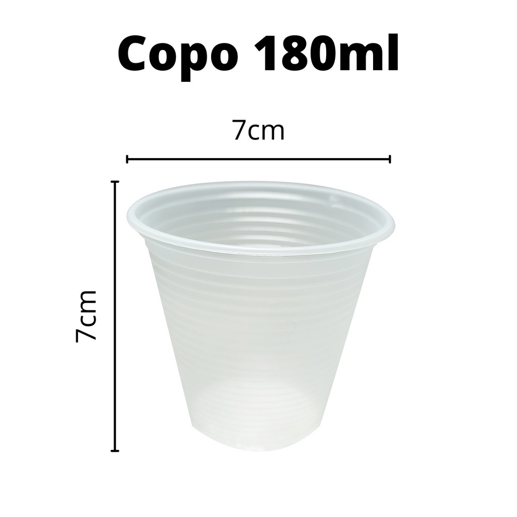 Copo Plástico Descartável Translúcido 180 ml C/ 100 Un