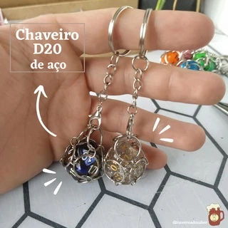 Chaveiros D20 com dado Removível / Dado d20 / RPG / Magic / Dungeons and Dragons