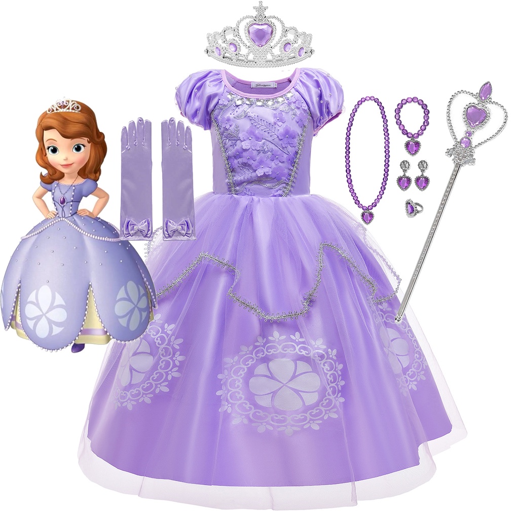 Vestido Princesa Princesinha Sofia 1 A 4 Anos Promoção