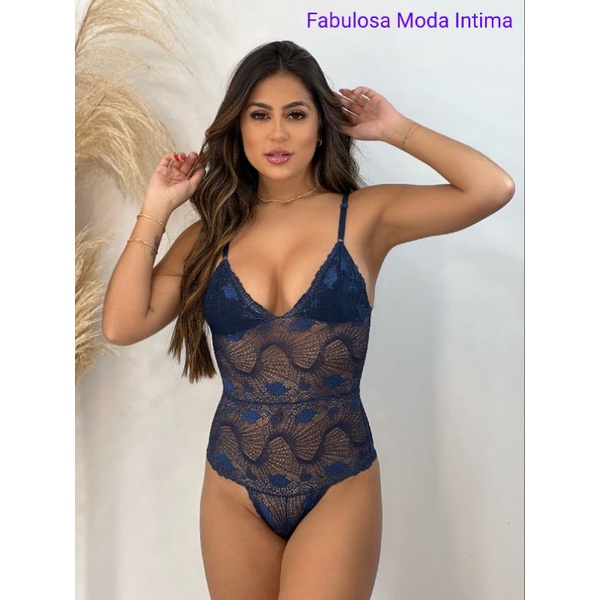 Lingerie Body de renda feminino bore com decote sem bojo bory sexy