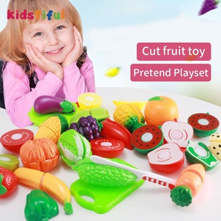 21Pçs Kit Cozinha de Brinquedo - Frutas e Legumes de Cortar