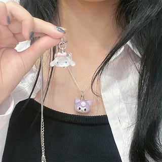 Kawaii Kuromi Cinnamoroll My Melody Doll Necklace Anime Sanrioed Girl Heart Clavicle Chain s Para Casal Meninas Melhor Amigo