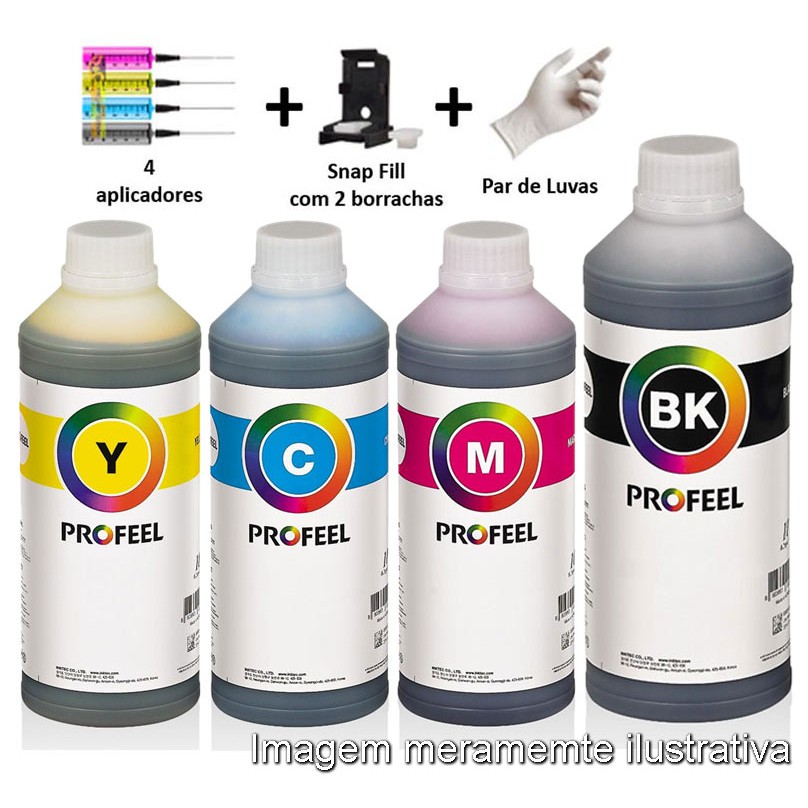 Kit Tinta Profeel para Recarga em Cartuchos Canon 44 54 140 141 145 146 210 + Snap