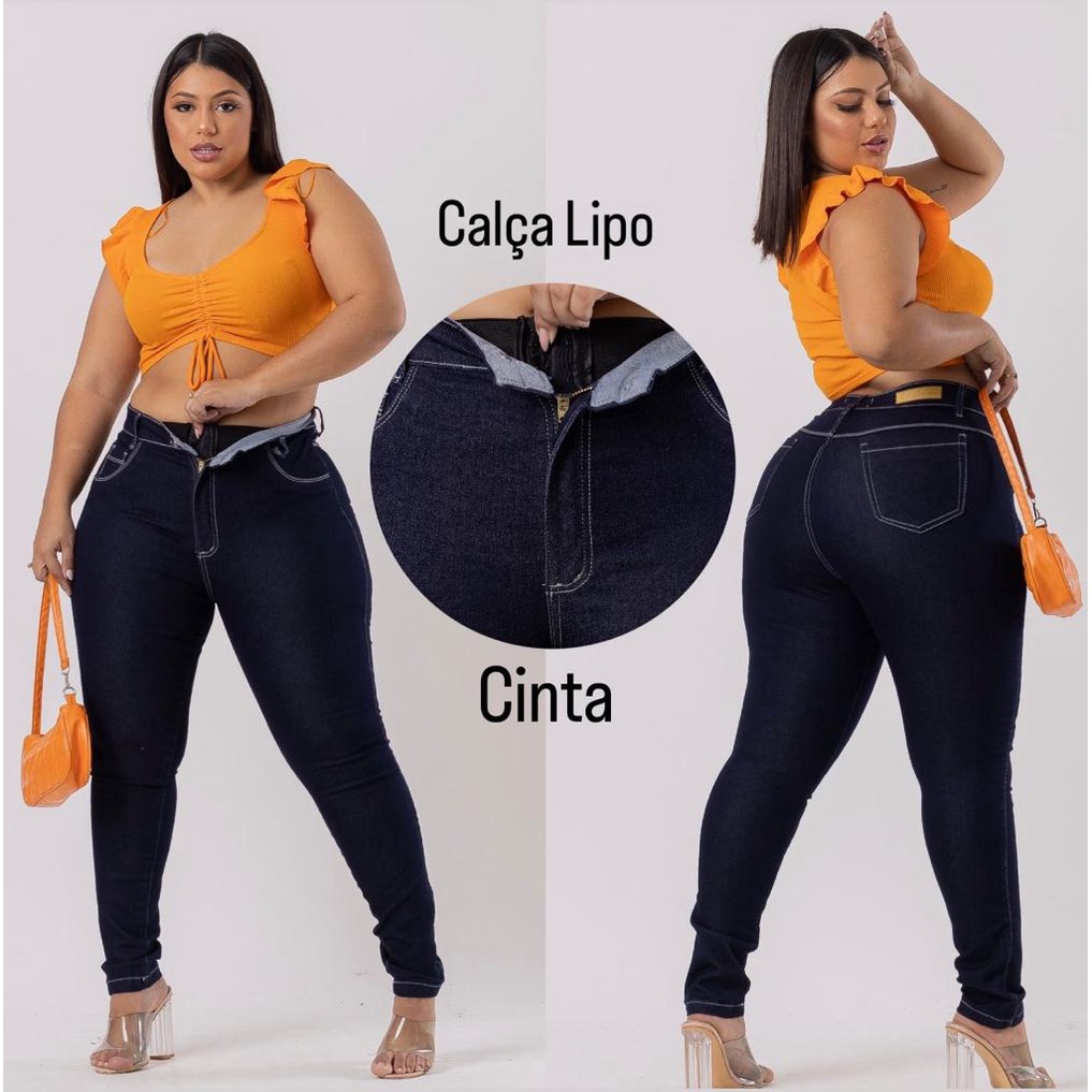 Calça Flare Jeans Feminina Plus Size Preta cintura alta com lycra boca  larga moda Blogueira Lançamento