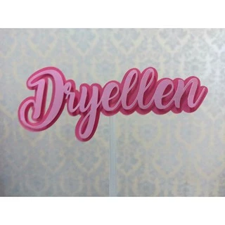 Topo de bolo nome personalizado em camadas 3d