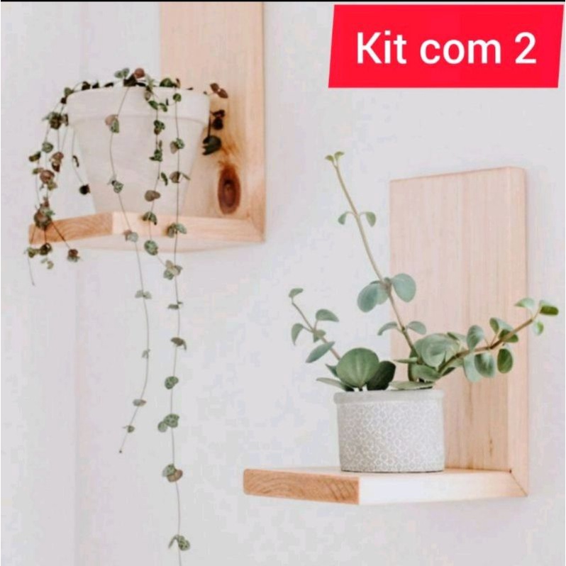 Suporte mini prateleira em madeira Pinus 2
