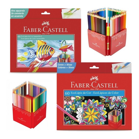 Lapis De Cor FABER CASTELL 60 Cores Com Estojo Ecolapis