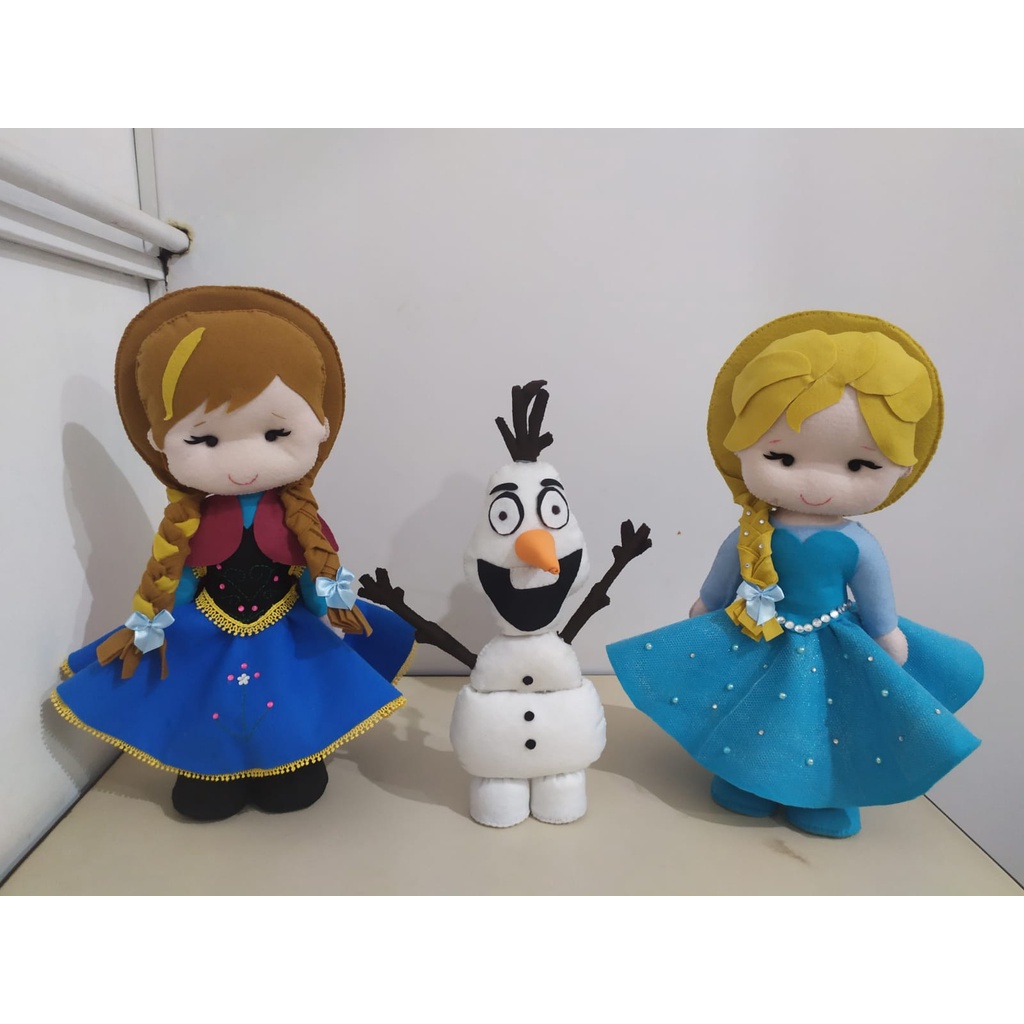 Bonecas Ana e Elsa Frozen feltro