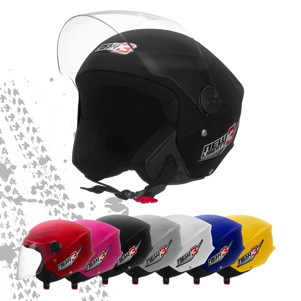 Capacete Pro Tork New Liberty Three Aberto Feminino Masculino Preto Fosco e Preto Brilhante Viseira Cristal