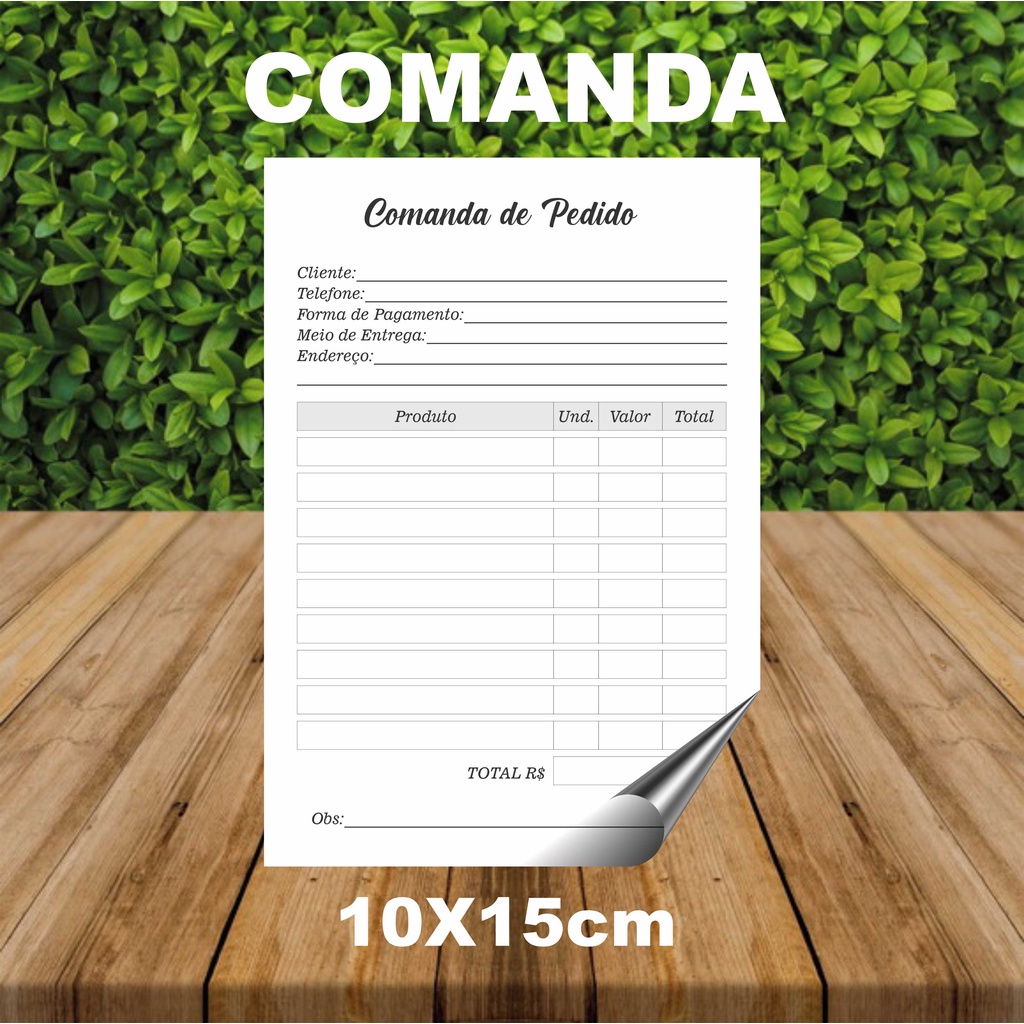 Comanda Para Seus Pedidos Personalizada Bloco Com 50 Folhas 10x15cm Manicure Loja De Roupa 2068