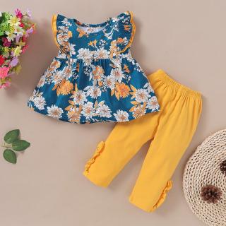 1-5 Anos Roupa De Bebê Para Meninas Ruffle Vestido Sem Mangas + Calça De Leggings De Cor Sólida 2PCS Verão Crianças Adoráveis