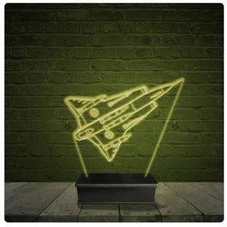 Led Luminária Acrílico Abajur - Avião Guerra Jato