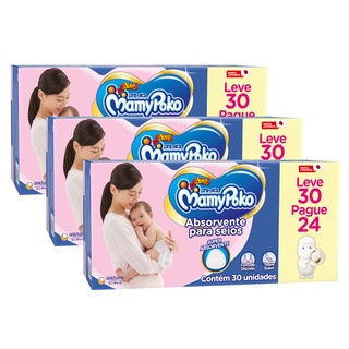 Kit 03 Absorventes Para Seios Mamypoko Leve 90  - pague 72 Unidades