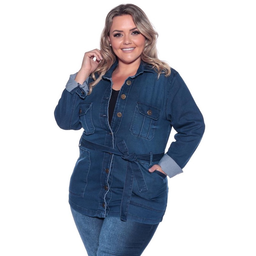 Sobretudo jeans hot sale plus size