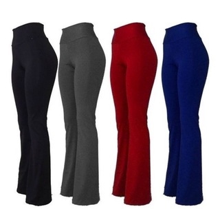 Calça Flare Boca de Sino Bailarina Legging Lisa Suplex Leg Cintura Média