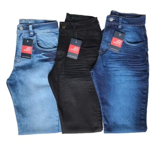 Kit 3 Calças Jeans Masculina Slim Original Elastano