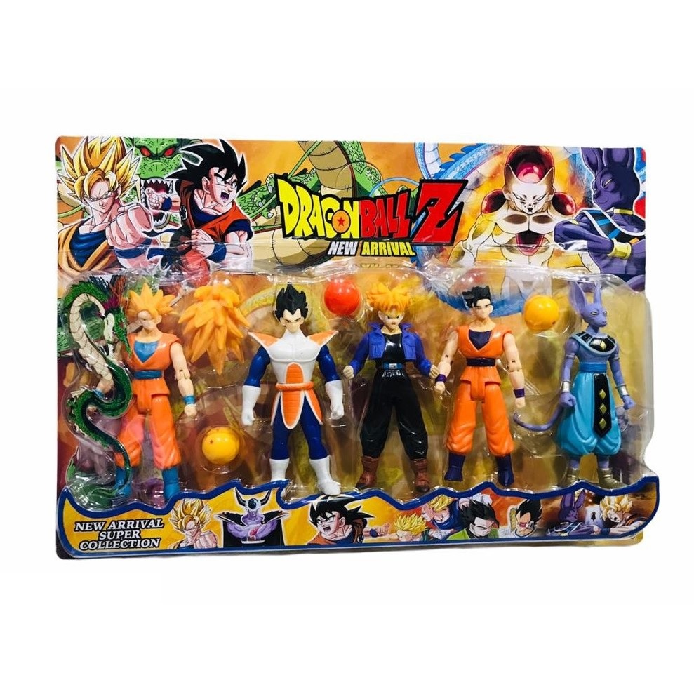 Combo 5 Bonecos Dragon Ball Z Articulados Goku 14 Cm Coleção