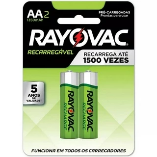 Pilha Recarregavel Economica 1500 Ciclos Aa (pequena) Cartela C/2 Rayovac