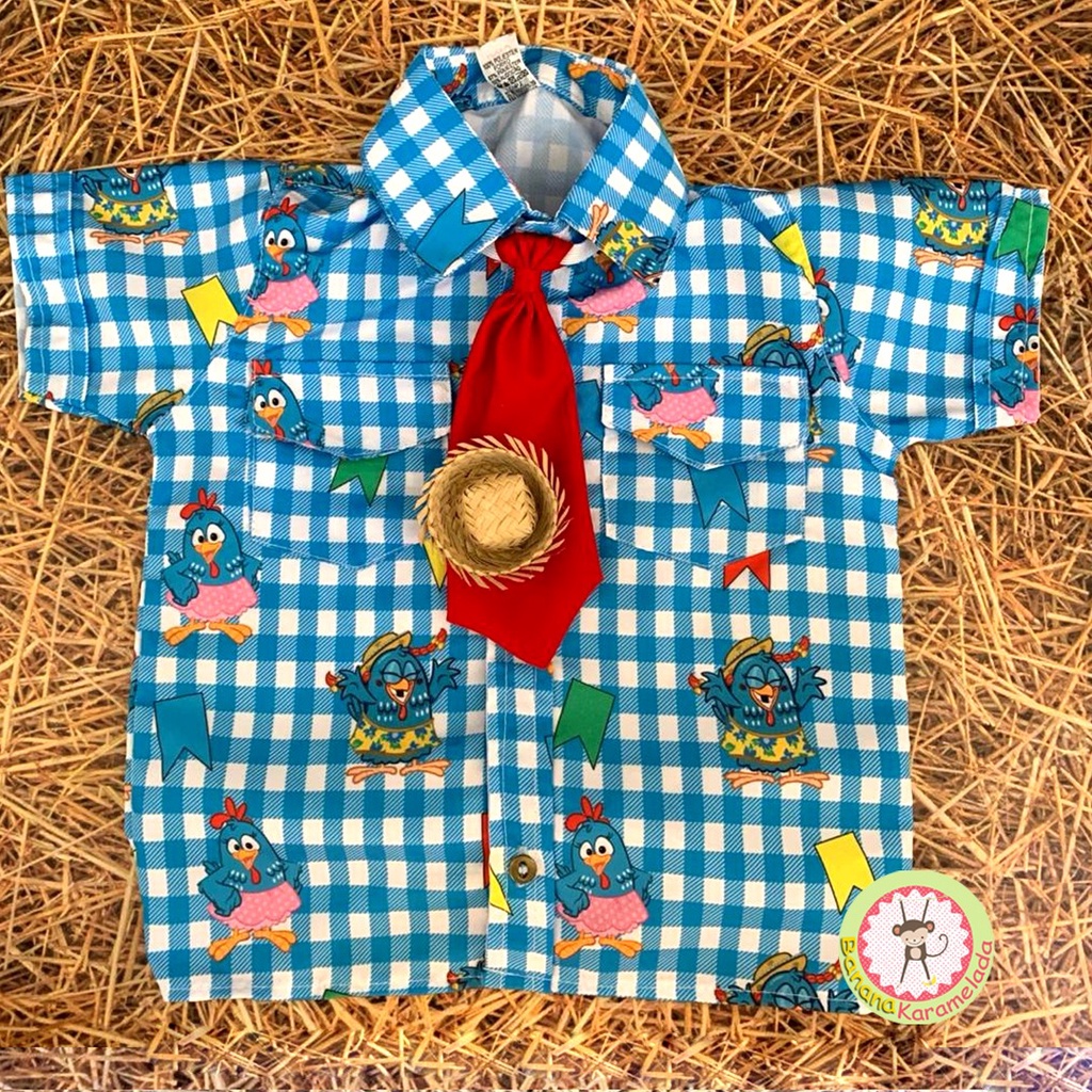 Camisa Festa Junina Infantil Menino Caipira São João Quadrilha Xadrez ...
