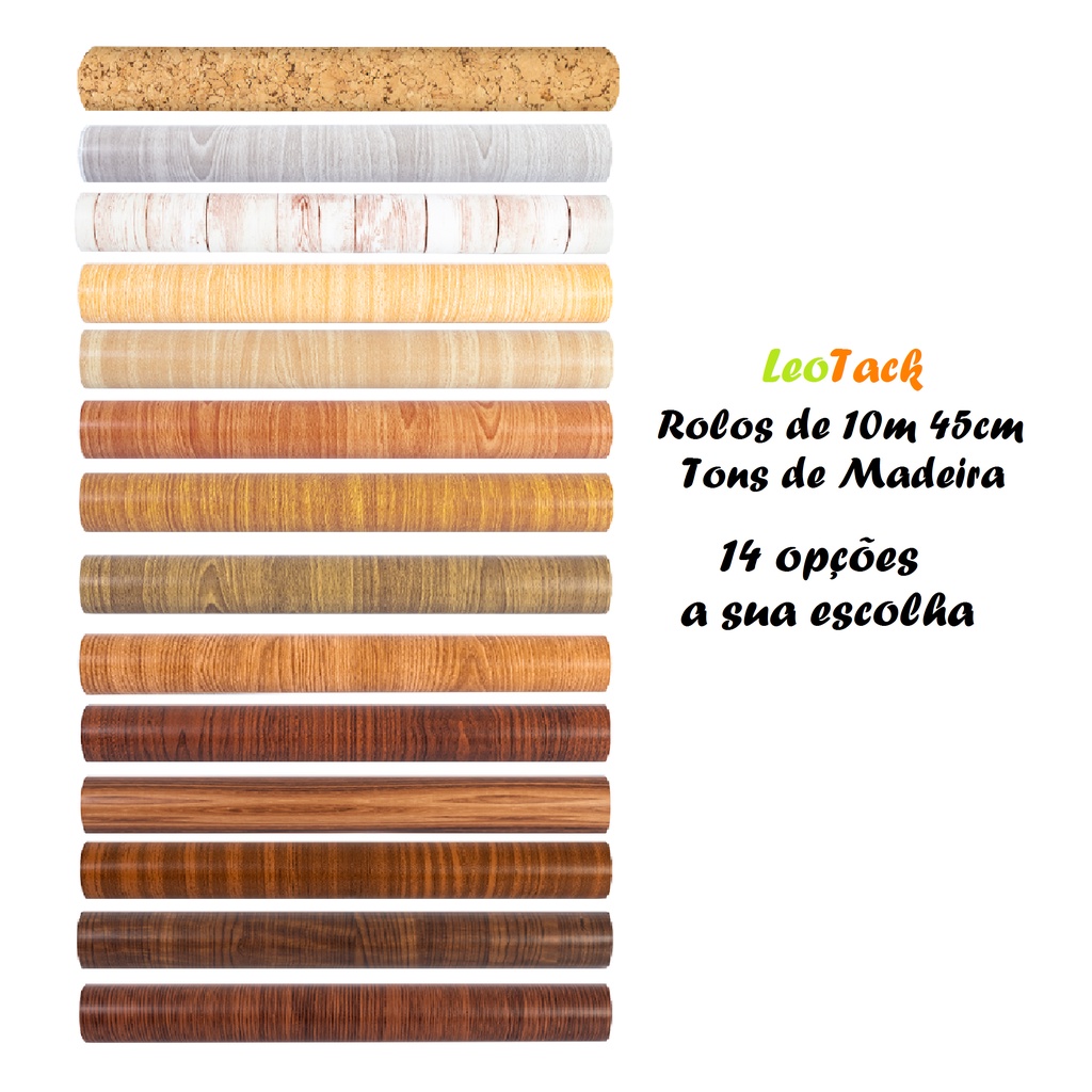 Papel Adesivo Parede Envelopamento Móveis Madeira Cor a Escolha 10m x 45cm