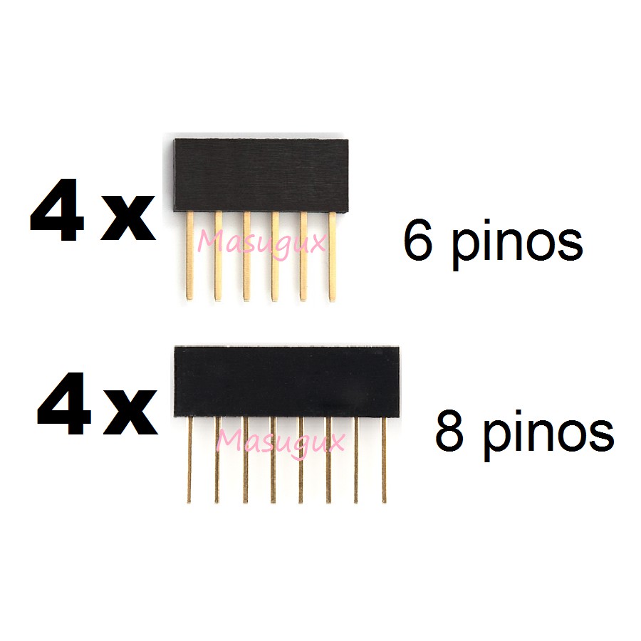 Kit Conector Barra Empilhavel 4x6 4x8 Pino Pra MONTAR Shield de Arduino ...