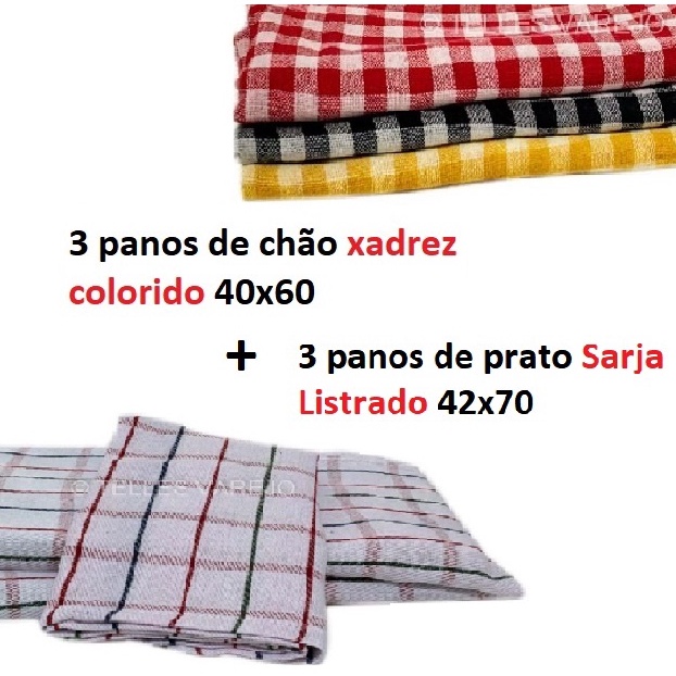 Kit 3 panos de chão saco xadrez básico de alta absorção - Filó Modas - Pano  - Magazine Luiza