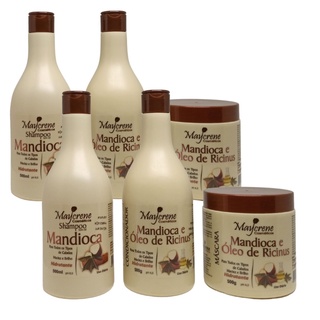 2 Kits Mandioca Nutri e Fortalece Maycrene 6x500ml ( 2 Shampoo + 2 Condicionador + 2 Máscaras )