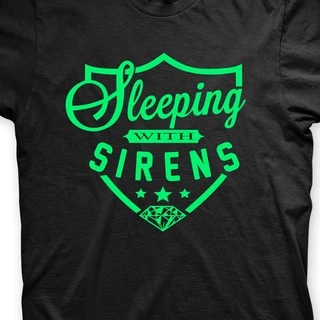Camiseta Sleeping With Sirens Preta e Verde em Silk 100% Algodão