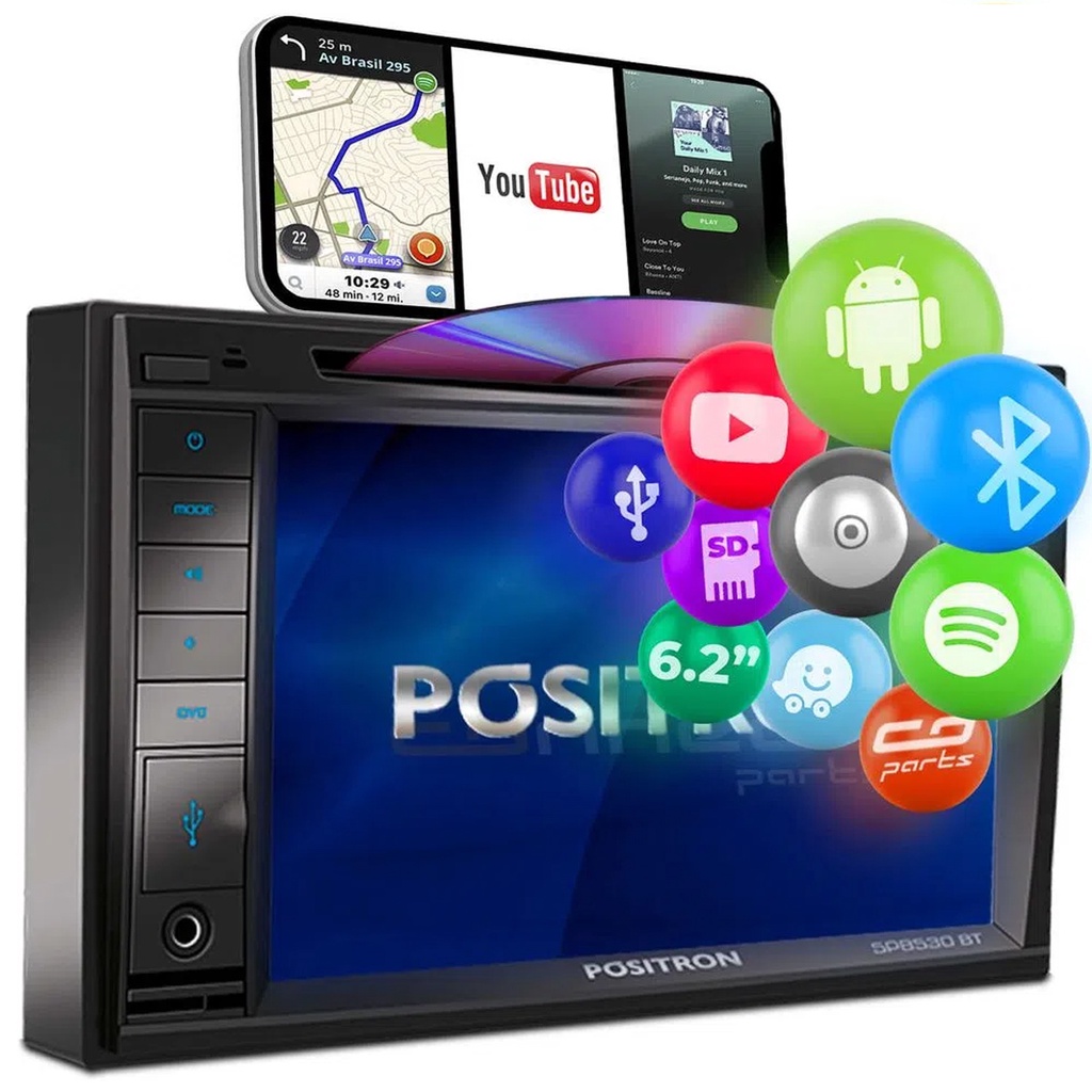 Central Multimídia Dvd 2 Din Pósitron Espelhamento Android