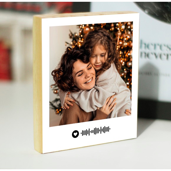 Quadro Polaroid De Mesa Personalizado Foto Frase QR code Spotify ou coração Casal Namorador Presente Aniversário Natal decotivo amor