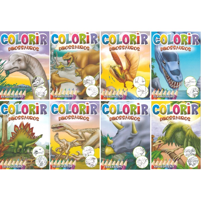 JAPBOR Livros de colorir de dinossauro, 24 peças, para crianças