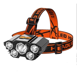Lanterna de Cabeça Led Potente Recarregável USB Farol Pesca Caça Luz de Segurança