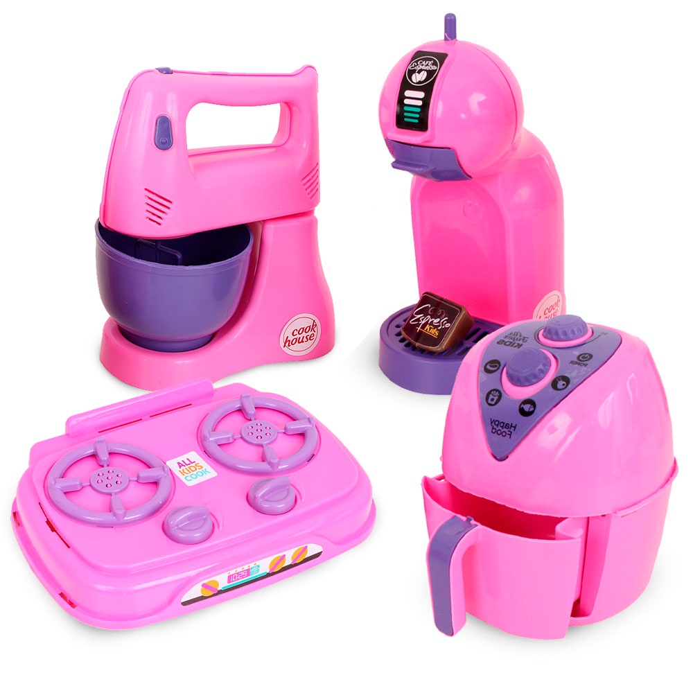 Kit Brinquedos de Menina Infantil Kit 4 Peças Brincando De Cozinha Faz ...