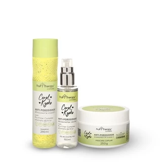 Kit Anti porosidade Carol Kyoko Left Fruit Therapy 3 itens Shampoo + Máscara + Gel Reconstrutor - Tratamento Capilar