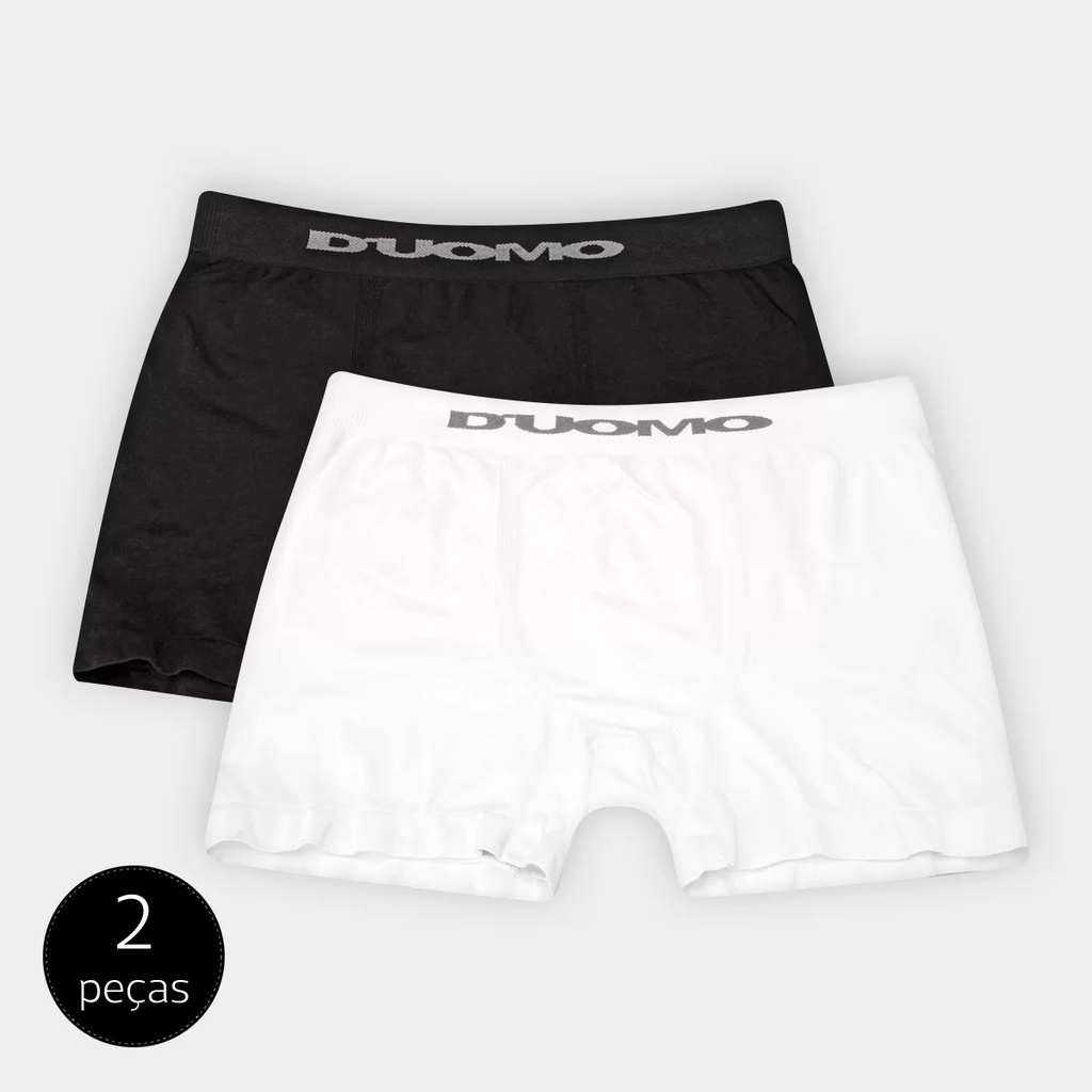 Kit 2 Cuecas Boxer Sem Costura em ALGODÃO Duomo Original Cores Sortidas