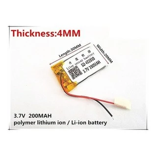 Bateria 3.7v 200mah 4mm X 20mm X 30mm 2 Fios 402030