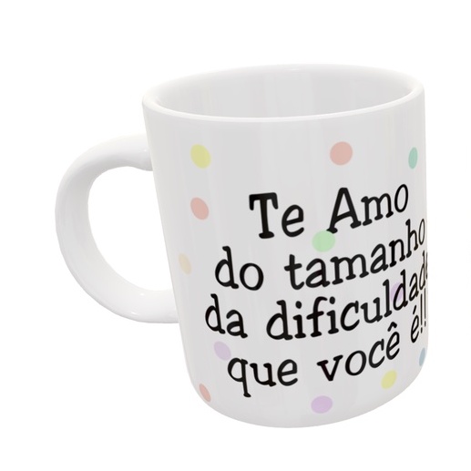 Caneca de Porcelana Flork - Meme - TE AMO DO TAMANHO DA DIFICULDADE QUE  VOCÊ É - Boneco de Palito #ZLprint Presente Namorados