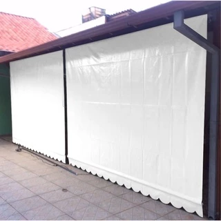 Lona de toldo cortina apenas a lona 3 m largura x 2 m altura Material BETI-X 040 confeccionada com bainhas, bolsas e babado, pronta para uso em toldos retráteis e cortinas