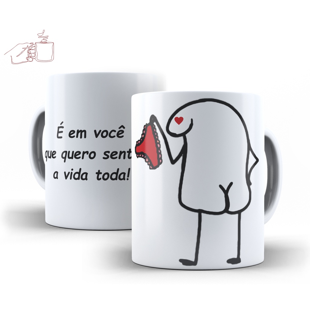 Caneca Xicara Boneco Palito Flork Presente Dia Dos Namorados