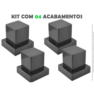 Kit 04 Acabamento Registro chuveiro banheiro Quadrado Preto