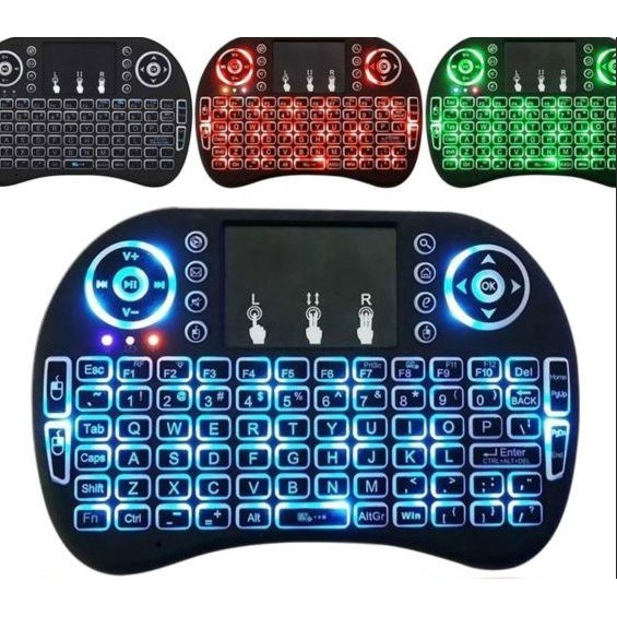 Mini Teclado sem fio receptor USB 2.4Ghz com Touchpad Bateria BK-BTI8led